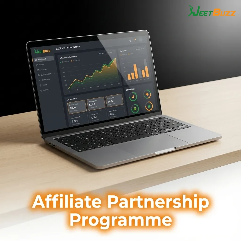 Affiliate partnership program dashboard showing commission structure and marketing tools for promoting gaming platform — Jeetbuzz in Bangladesh