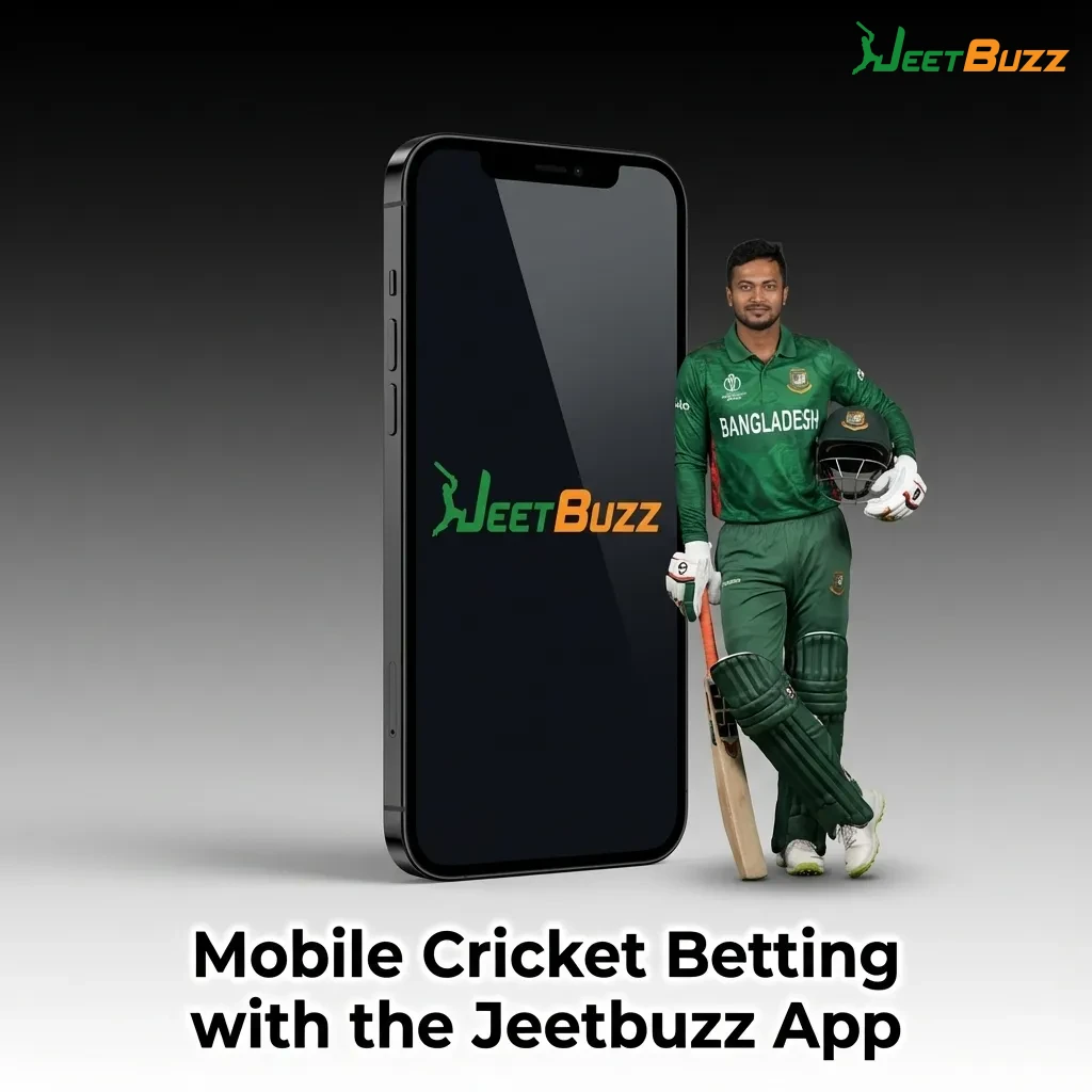 Mobile cricket betting interface on Jeetbuzz Bangladesh app showing match selection, odds, and bet placement on smartphone screen